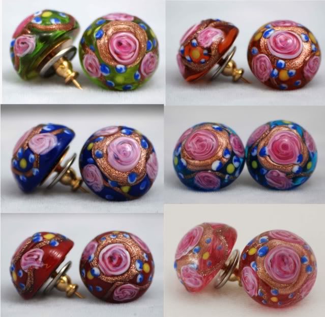 Each Fiorato or Wedding Cake glass cabochon is about 15mm in diameter and 