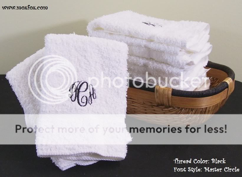 NEW Personalized Monogrammed WHITE Wash Cloths 100% Combed Cotton 